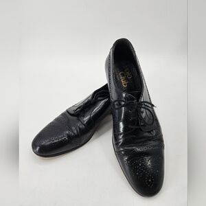 Vintage Polo Club BLACK Leather Men’s Oxford Captoe SHOES Made In Italy 10.5 D